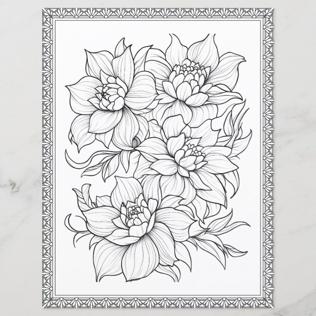 Beau papier scrapbook de coloriage floral (Devant)