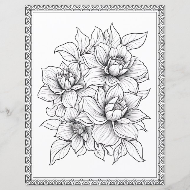 Beau papier scrapbook de coloriage floral (Devant)