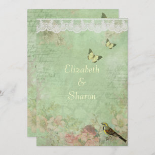 Beau, papier Vintage, Faire-part de mariage