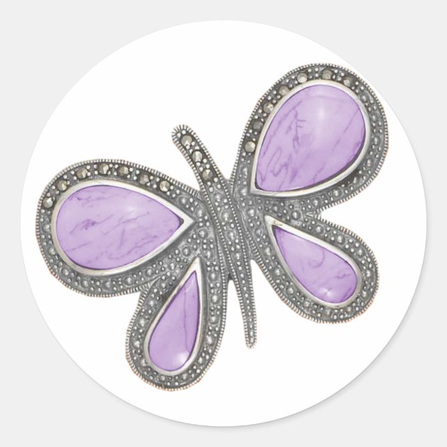 Beau papillon argenté Stickers de mariage (Devant)