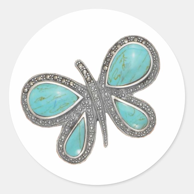 Beau papillon argenté Stickers de mariage (Devant)