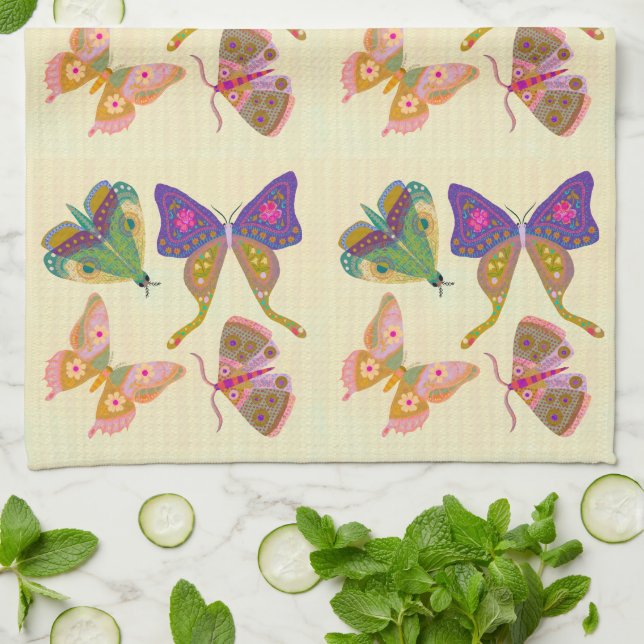Beau papillon et serviette de cuisine Moth (Plié)