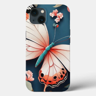 Beau papillon rose conçu iPhone 13 Coque