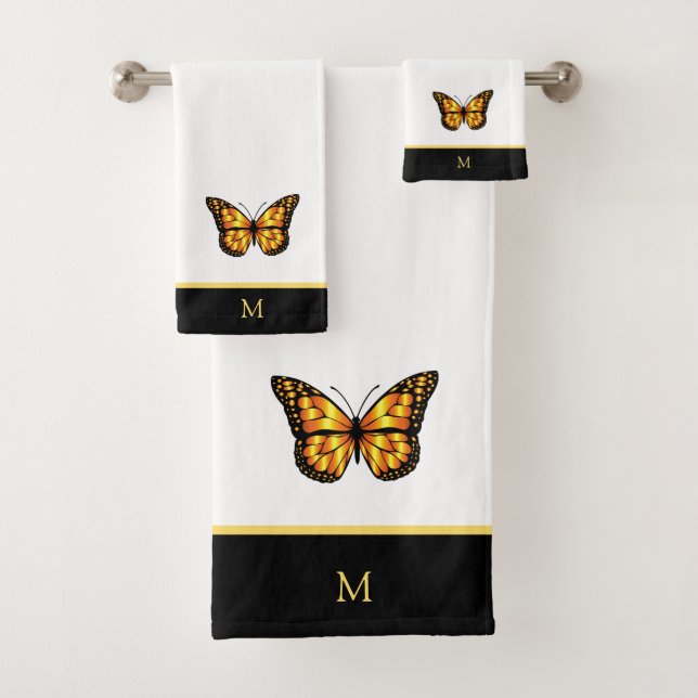Beau papillon sur noir & blanc Monogrammed (En situation)