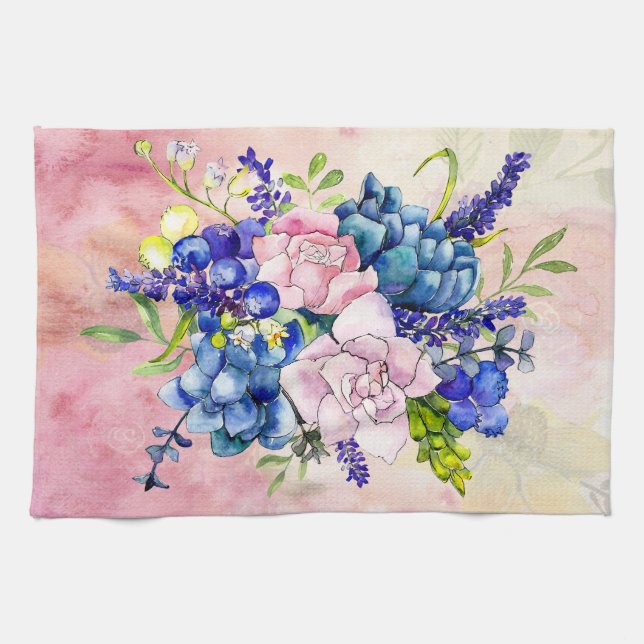 Beau Pastel Floral Arrangement serviette de cuisin (Horizontal)