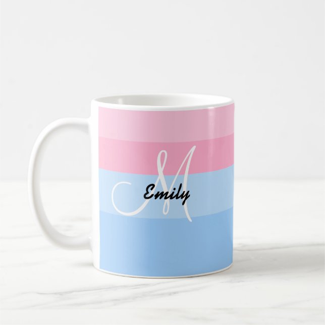 Beau Pastel Personnalisé Rose & Mug Bleu (Gauche)