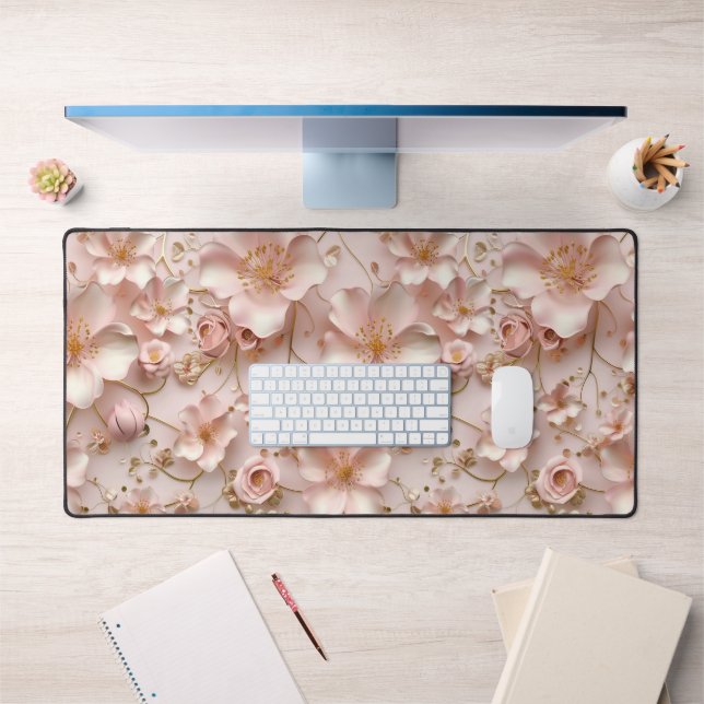 Beau Pastel Rose Doux Floral (Bureau 1)