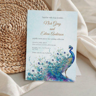 Beau Peacock et Faire-part de mariage de plume