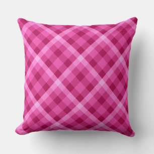 Beau Pink Magenta Plaid Grand Oreiller à Throw