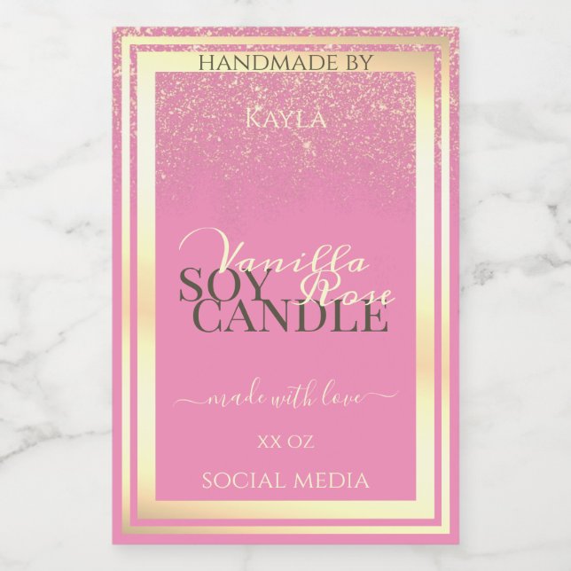 Beau Pink Produit Emballage Étiquette Gold Frame (Étiquettes simples)