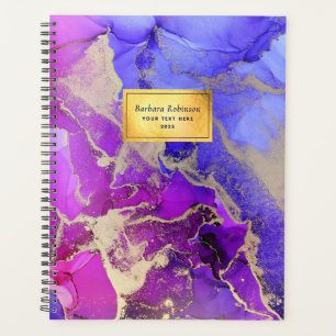 Beau Pink Purple Gold Abstrait Ink Planner