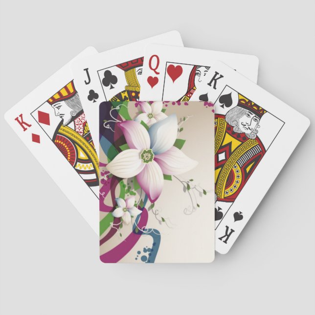 Beau pont de fleurs de cartes de jeu (dos)