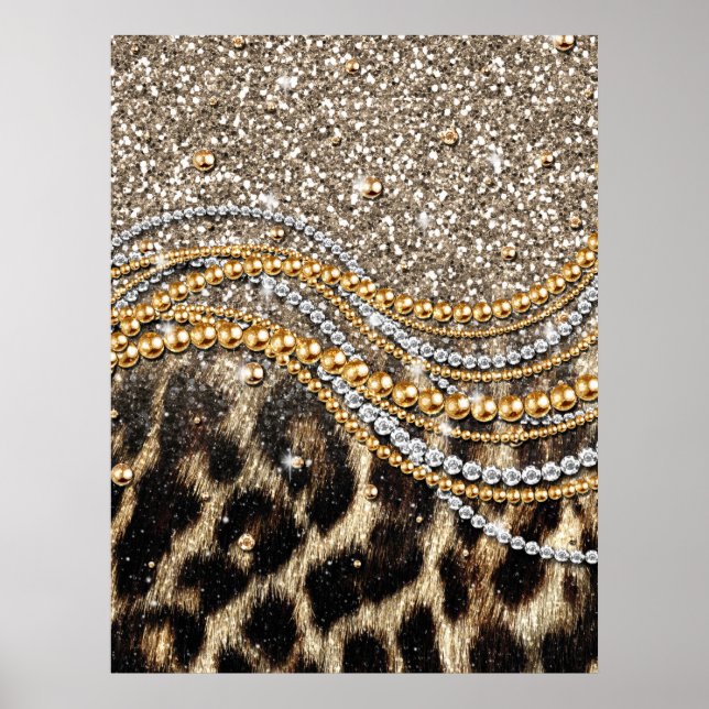 Beau Poster de animal tendance Leopard Faux (Devant)