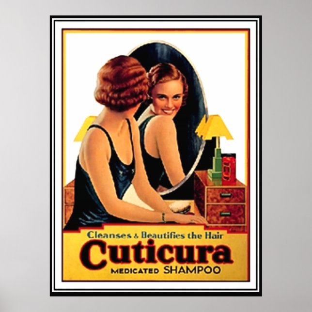 Beau Poster vintage de shampooing pour cheveux (Devant)