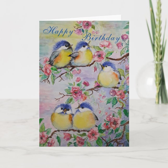 Beau Printemps Oiseaux Anniversaire Carte Belle Ép (Devant)