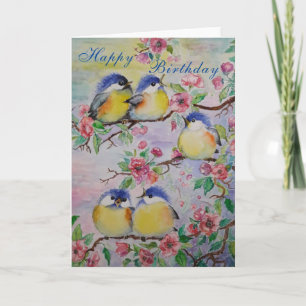 Beau Printemps Oiseaux Anniversaire Carte Belle Ép