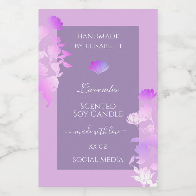 Beau Purple Floral Produits Emballage Étiquettes & (Étiquettes simples)