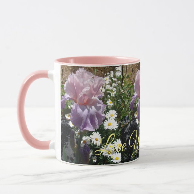Beau Purple Iris Fleur Floral Log You Mug (Gauche)