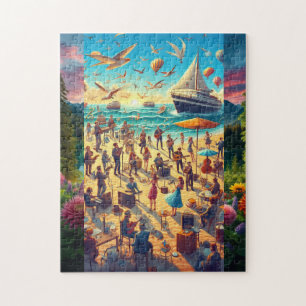 Beau Puzzle avec des chanteurs et la nature