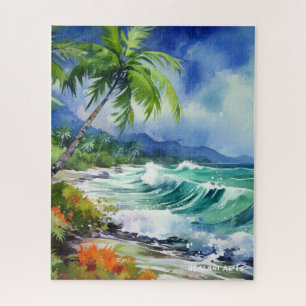 Beau Puzzle d'aquarelle de rivage tropical