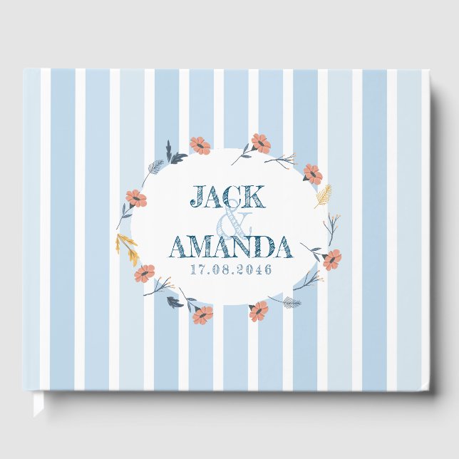 Beau Retro Bébé Bleu Mariage Livre d'or (Recto)