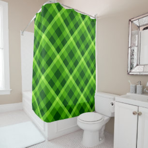 Beau rideau de douche à plaid vert arbre