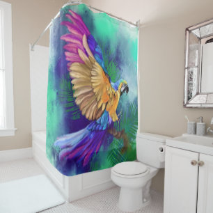 Beau rideau de douche de perroquet couleur