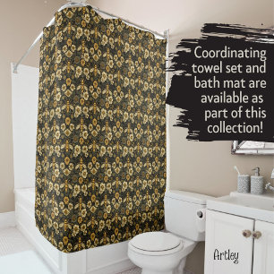 Beau rideau de douche fleurie de style vintage