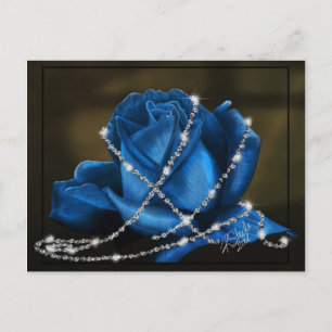 Beau Rose bleu enveloppé de diamants Carte postale