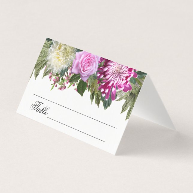 Beau rose Floral Numéro de table (Back)