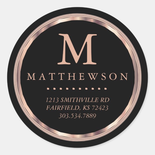Beau Rose Gold et Black Étiquettes (Devant)