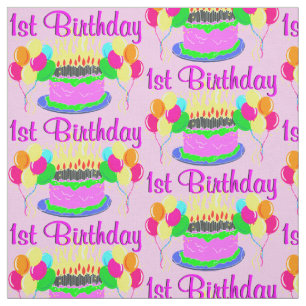 BEAU ROSE HEUREUX 1ER ANNIVERSAIRE TISSU