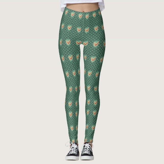 Beau Rosy Maple Moth leggings turquoises géométriq (Devant)