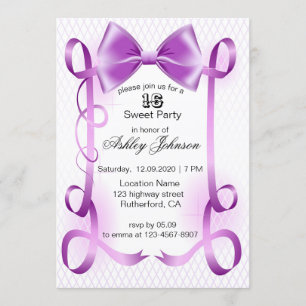 Beau Ruban Violet En Carte Anniversaire