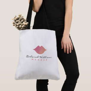 beau sac fourre-tout blanc avec son nom & lèvres r