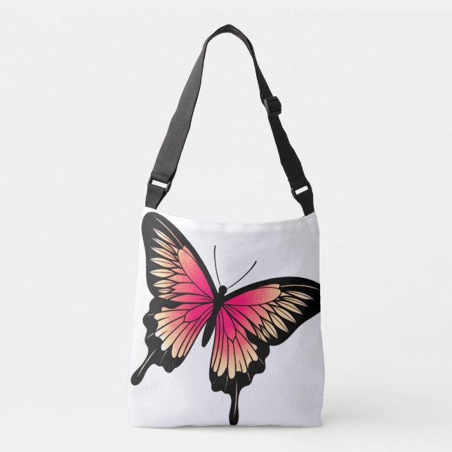 Beau Sac fourre-tout carrossable rose papillon (Devant)