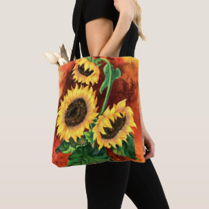 Beau Sac fourre-tout de trois tournesols - Peintur