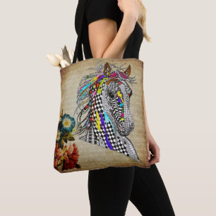 Beau Sac fourre-tout équestre floral
