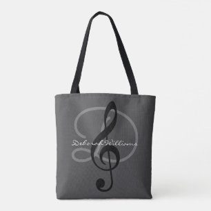 beau sac fourre-tout gris avec son nom & clé trebl
