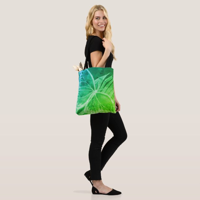 Beau Sac fourre-tout papillon bleu vert (Sur le modèle)