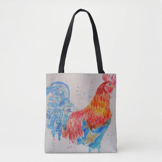 Beau Sac fourre-tout Rooster Rouge Aquarelle (Devant)