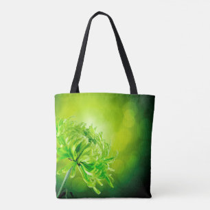 Beau Sac fourre-tout vert Chrysanthemum Flower
