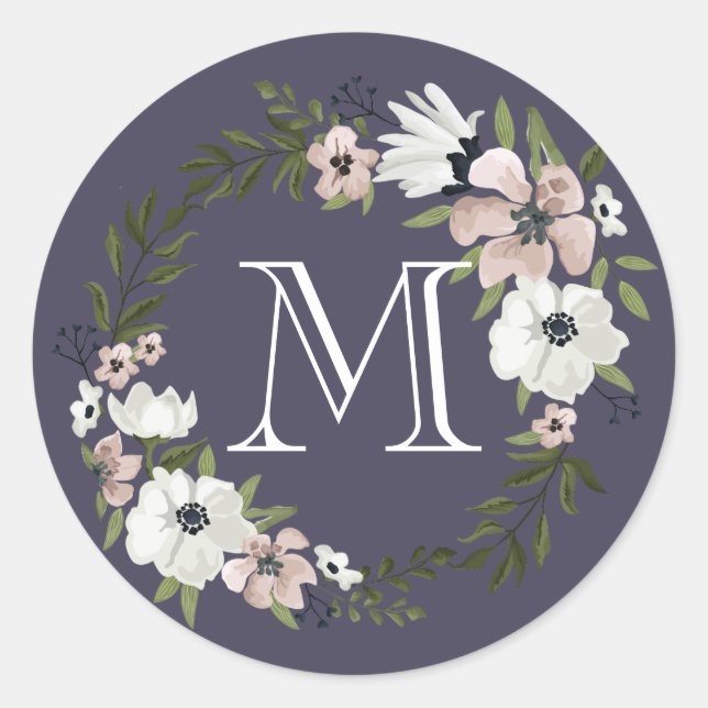 Beau Sticker rond Floral - violet (Devant)
