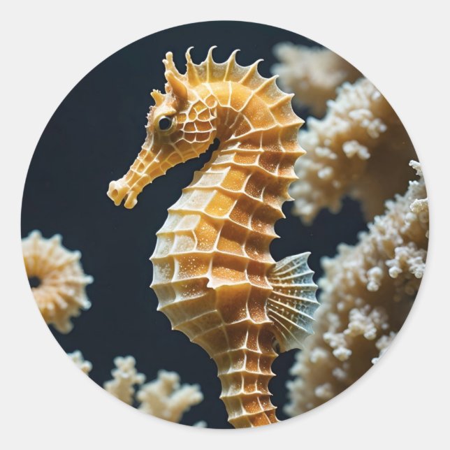 Beau Sticker Rond Seahorse (Devant)