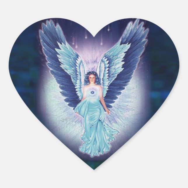 Beau Stickers Coeur Turquoise Bleu Angel (Devant)