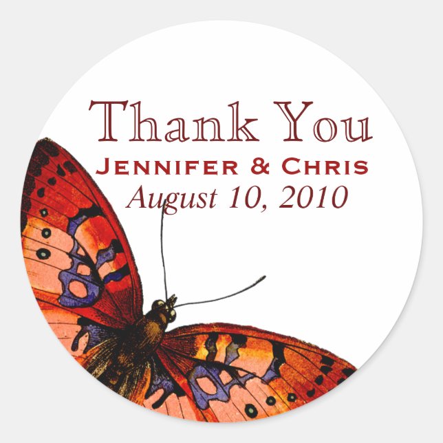 Beau Stickers Mariage Papillon (Devant)