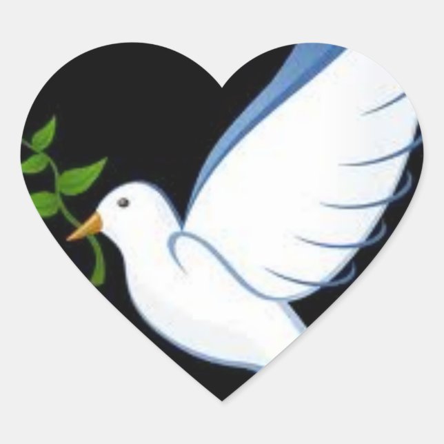 Beau Stickers Peace Dove En Forme De Coeur (Devant)