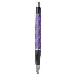 Beau stylo floral pourpre