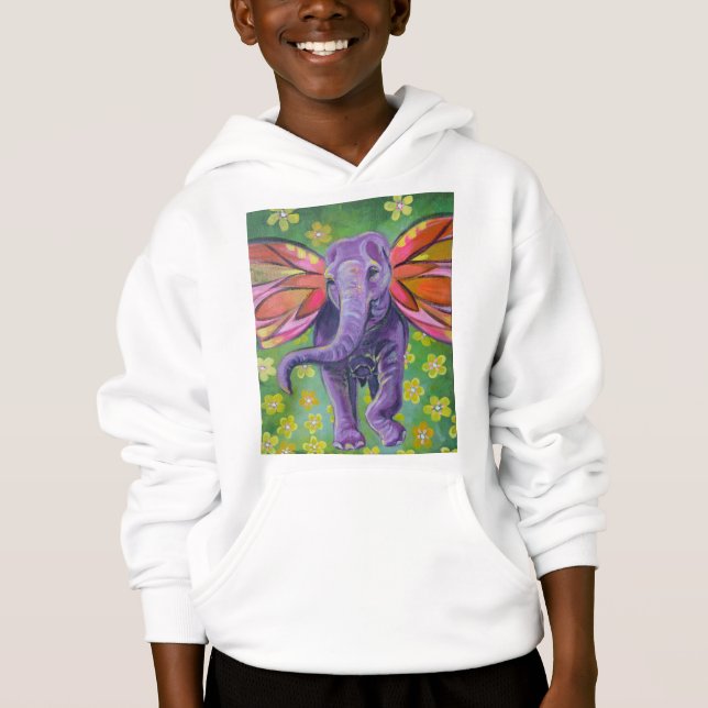 Beau sweat - shirt à capuche d'image d'éléphant (Devant)