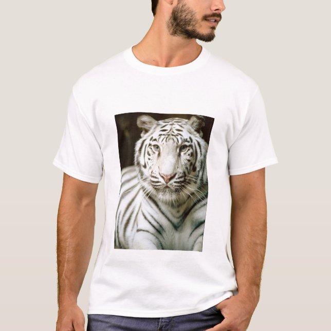 Beau T-shirt blanc de tigre (Devant)